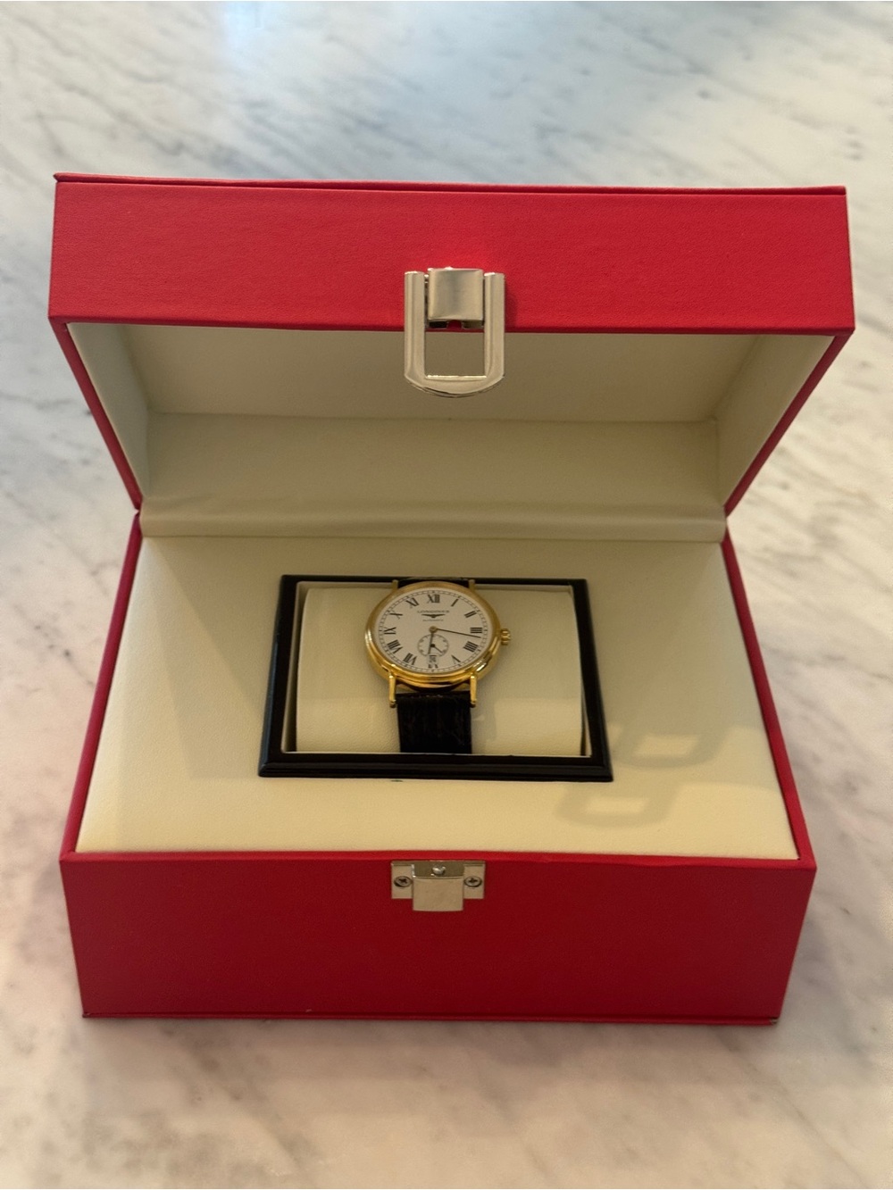 Longines Presence Automatic Yellow Gold PVD Black Leather Mens Watch - Picture 3 of 16